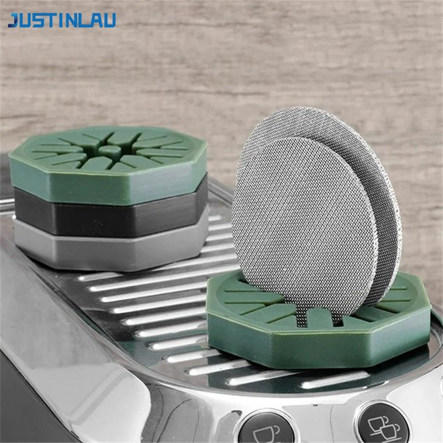 JUSTINLAU Silikon Espresso Siebträger Halterung für 51mm 53mm und 58mm Kaffeefilter in Grau oder Grün - Bild 1