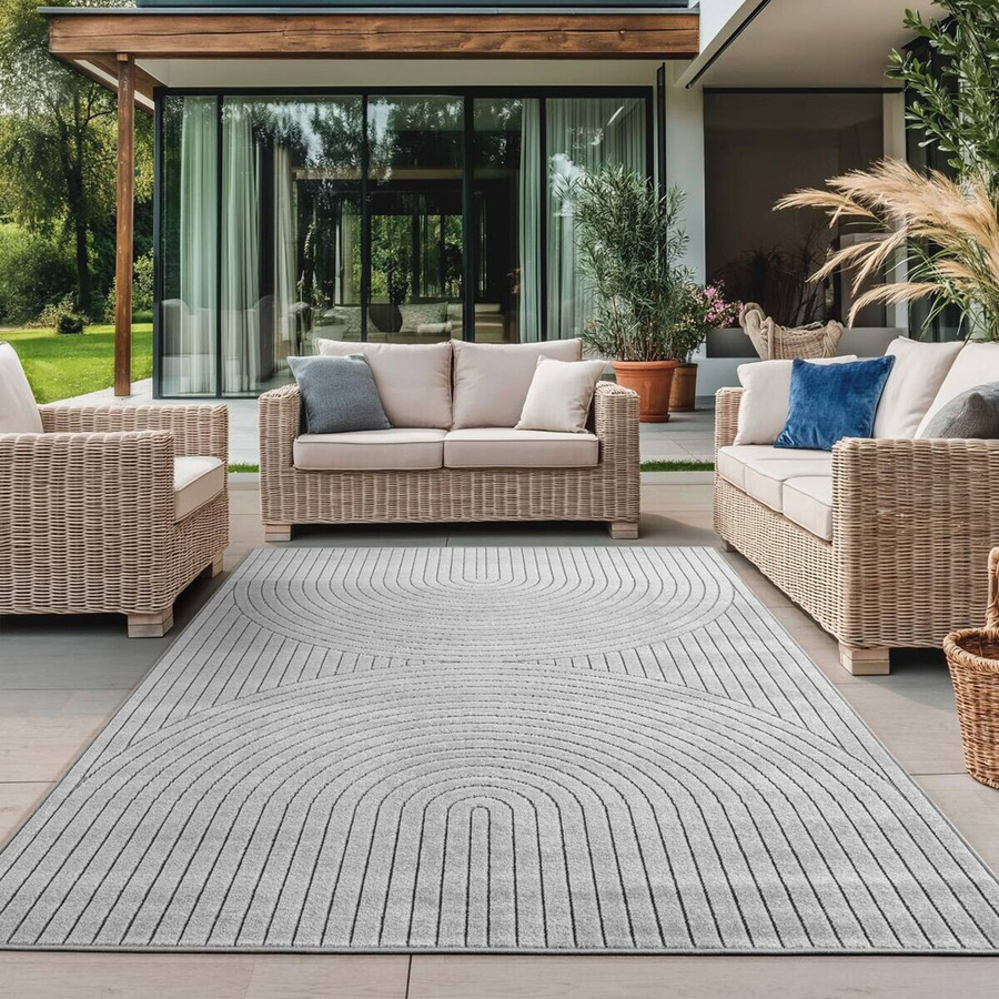 Ayyildiz Kurzflorteppich Nova In- und Outdoor-Teppich mit Boho-Design in Silber, B/L: 140 x 200 cm - Bild 3