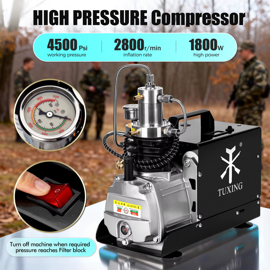TUXING Elektrischer PCP Hochdruck-Kompressor 300 Bar 4500 Psi für Tauchtanks und PCP Gewehre 220V TXES021 - Bild 3