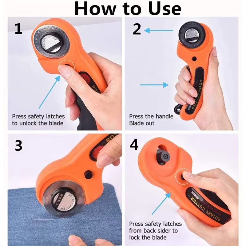 Ergonomischer Rotary Stoff Cutter 45mm in Orange für Nähen, Quilten und DIY-Projekte - Bild 3
