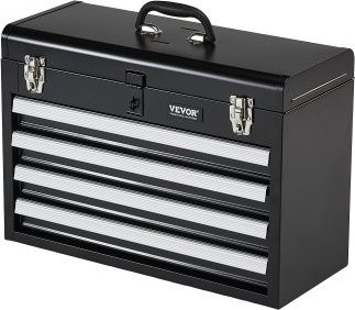 VEVOR Werkzeugkasten aus Metall in Schwarz mit 4 Schubladen, Werkzeugkoffer mit EVA-Einlagen und Schubladenverriegelung, B/T/H: 52,0 x 21,8 x 36,1 cm - Bild 2