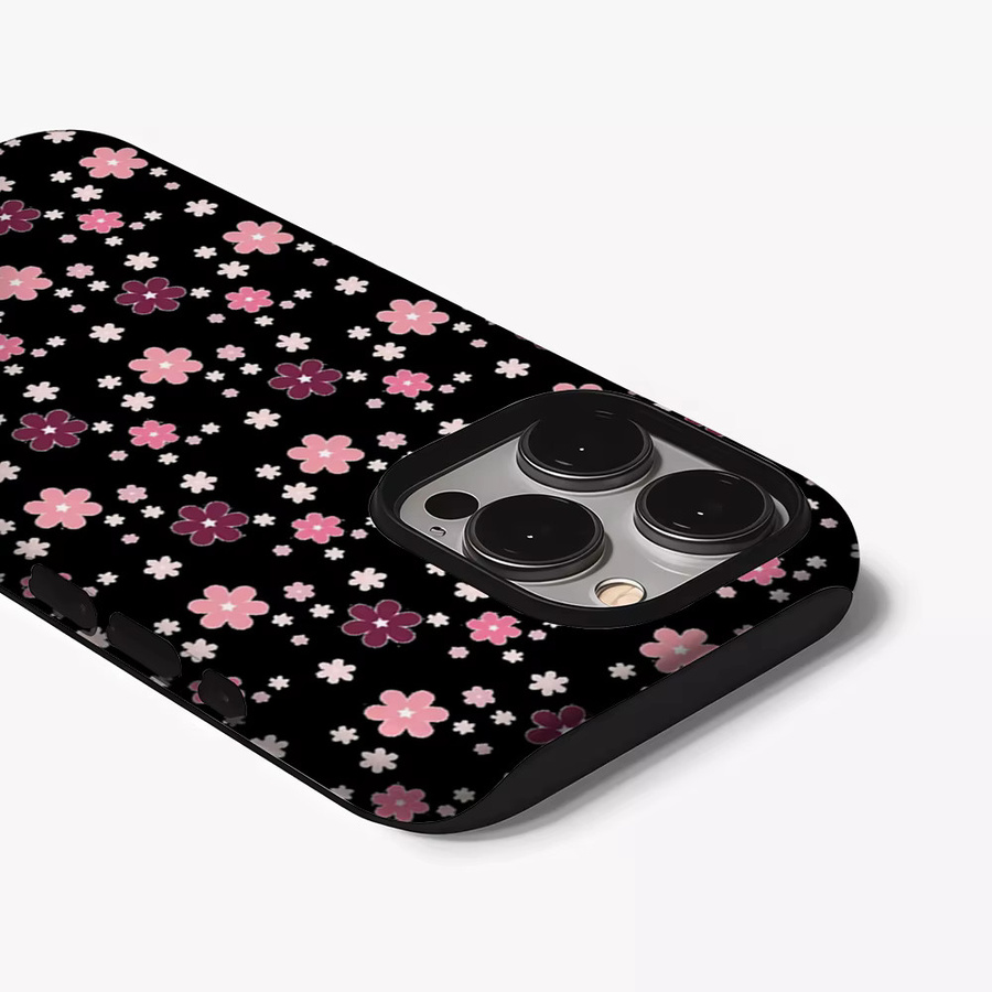 Potdemiel Pink Bloom Noir Robuste Doppelschichtige Handyhülle für iPhone 17 16 15 14 13 Pro Max Plus - Bild 3