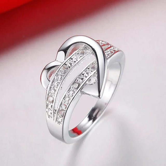 Huitan Love Verlobungsringe, Messing, Zirkonia, Schwarz, Damen - Bild 1