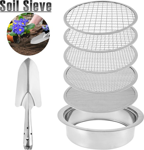 Multifunktionales Edelstahl-Bodensieb in Silber mit austauschbarem Gitter-Set und einem Durchmesser von 24 cm für Sand und Felsen - Bild 1