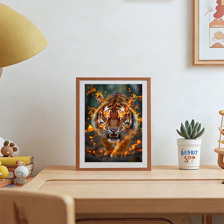 AZQSD Diamantmalerei 5D Tiger Fantasy Kunstset mit bunten Steinen als Mosaik-Wanddekoration - Bild 3