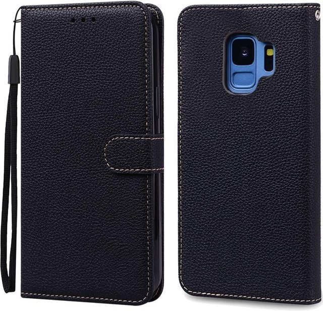 Leder-Brieftasche Klapphülle für Samsung Galaxy S9 und S9 Plus in Schwarz - Bild 1