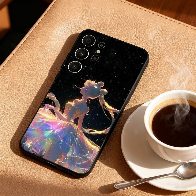 S-Sailor-M-Moon Anime Handyhülle für Samsung Galaxy S26 S25 S24 S23 S22 S21 S20 S10 S9 Ultra Plus Lite in Schwarz - Bild 1