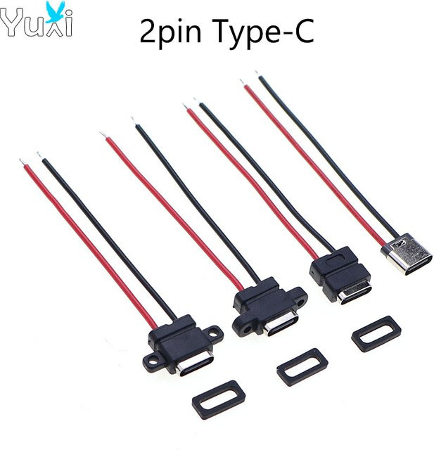 YuXi USB Typ-C 2pin wasserdichte Buchse mit Kabel in Schwarz - Bild 1