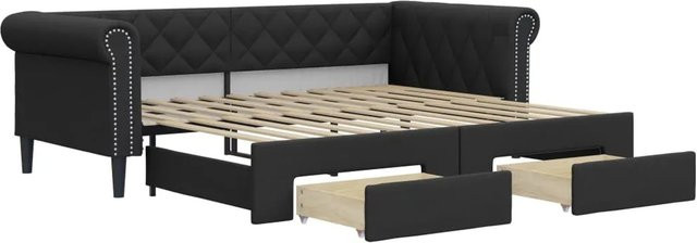 vidaXL Tagesbett ausziehbar mit Schubladen in Schwarz aus Kunstleder - Bild 1