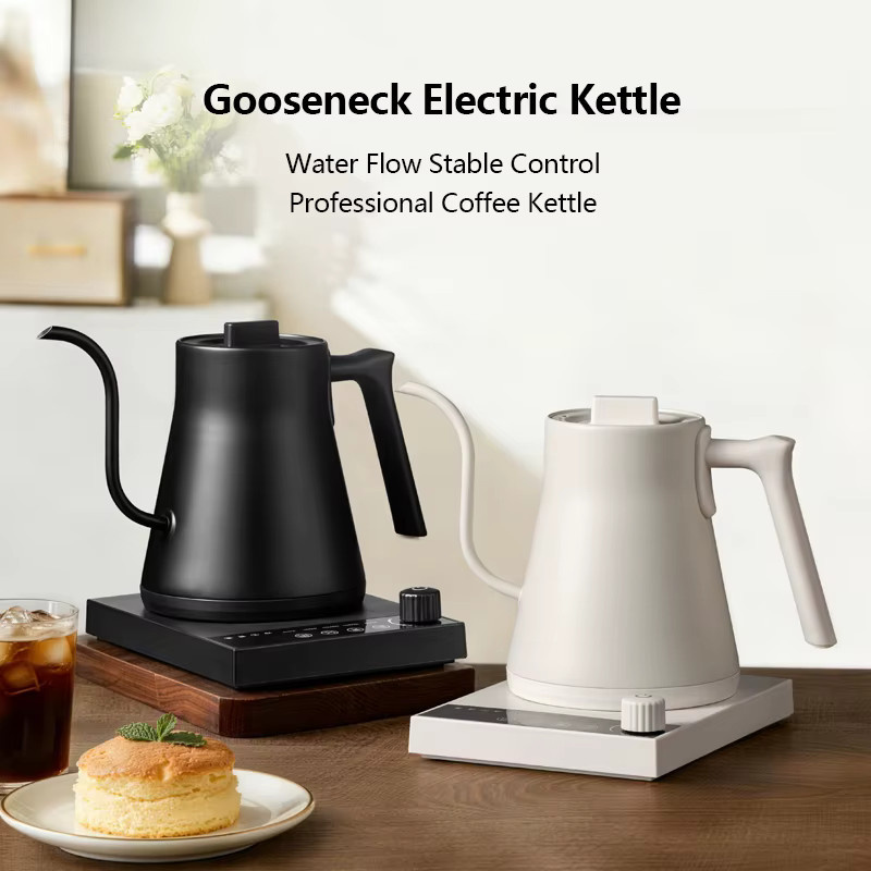 Elektrischer Schwanenhals-Wasserkocher mit Temperaturregelung und 900 ml Fassungsvermögen, 1000 W, für handgebrühten Kaffee und Tee, erhältlich in Weiß oder Schwarz - Bild 6