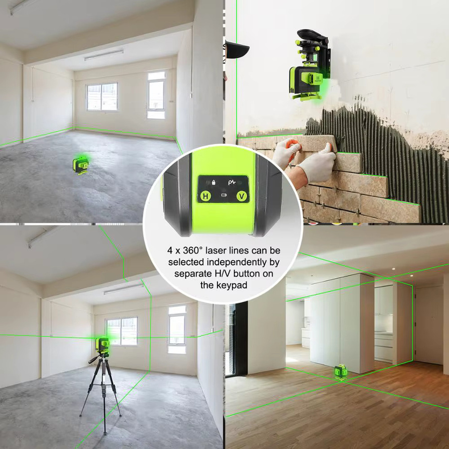 Huepar 4D 16-Linien-Grünlaser mit Fernbedienung und Li-Ionen-Akku, selbstnivellierendes Bodenlaser-Werkzeug in Grün - Bild 5