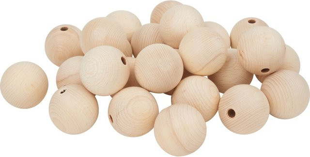 VBS Holzkugeln halbgebohrt aus Buchenholz in Braun und Beige, Durchmesser: 50 mm, 25 Stück - Bild 1