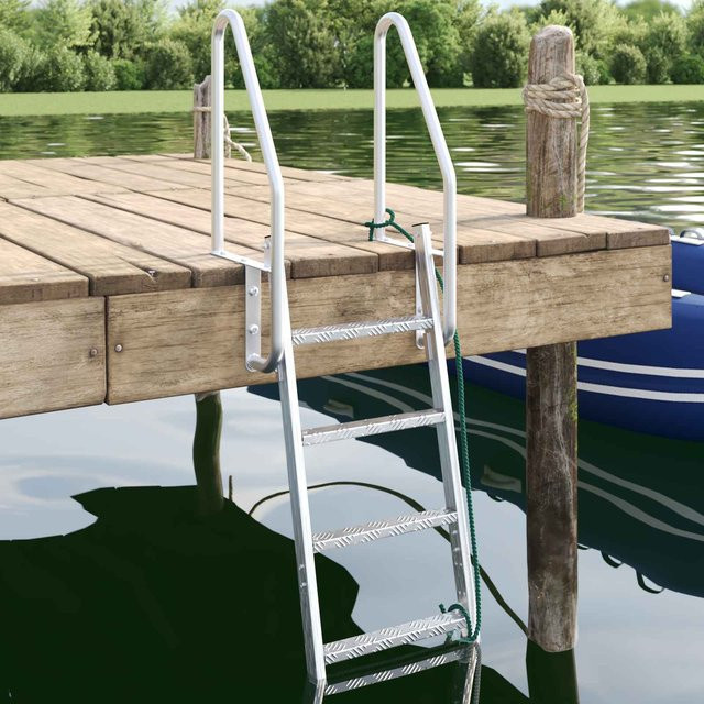 4-stufige Bootsstegleiter aus Aluminium von VD Home Furnishing in Silber, B/T/H: 58 x 166 x 77 cm - Bild 1