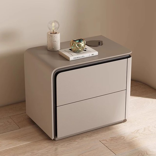 Moderner Nachttisch ANGDUO in Beige mit Schublade für dein Schlafzimmer - Bild 1