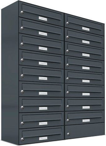 AL Briefkasten für 17 Parteien, Aufputzmontage, grau, B/H/T: 153,255 x 103,5 x 27,5 cm - Bild 1