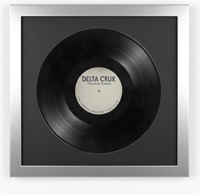 K-Möbel Schallplatten Rahmen Set Silber mit schwarzem Passepartout für Vinyl, B/H: 40 x 40 cm - Bild 1