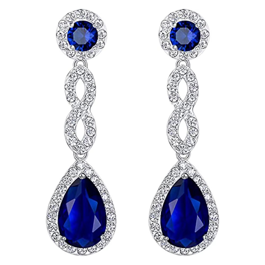 Huitan Ohrringe, blaue Zirkonia, Damen - Bild 2