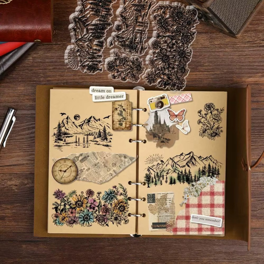 Transparente Silikonstempel Mountain Forest mit Gänseblümchen-Motiv für die Kartenherstellung - Bild 2
