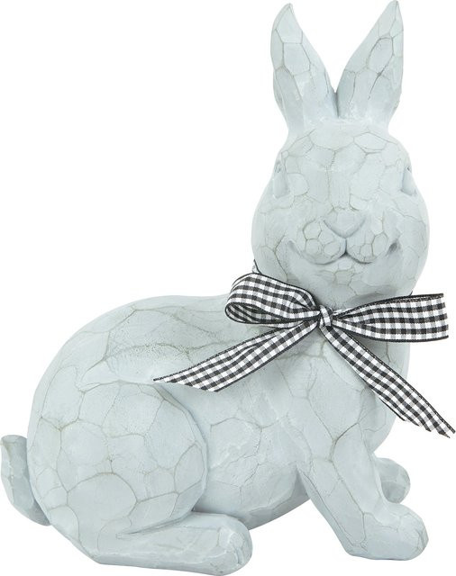 Dekofigur Sitzender Hase aus Polyresin in Grau, B: 17,5 cm, T: 11,0 cm, H: 21,0 cm - Bild 1