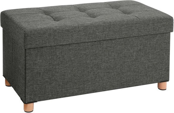 Songmics Sitztruhe mit Stauraum in Grau mit Stepp-Design und Leinenimitat, B/T/H: 76 x 40 x 38 cm