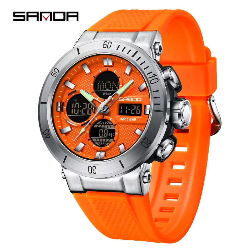 SANDA Armbanduhr, Chronograph, Quarz, Schwarz, Herren - Bild 6