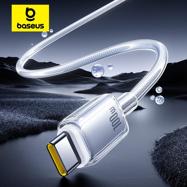 Baseus USB-A auf USB-C Schnellladedatenkabel 100 W in Weiß für iPhone 17, iPhone 16 und iPhone 15 - Bild 1