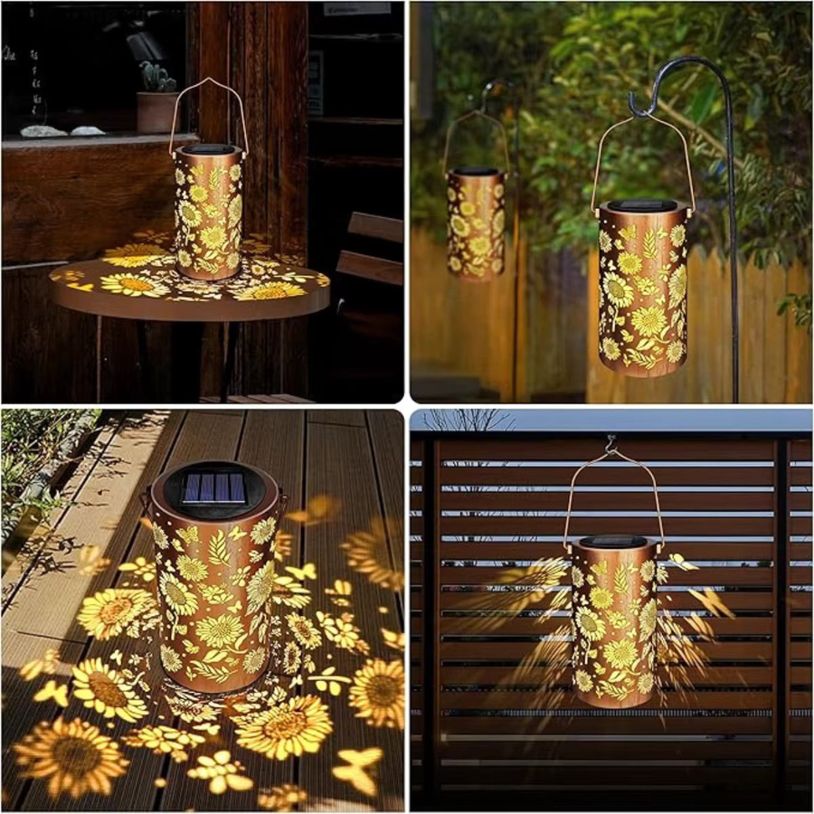 Leclstar Sonnenblumen-Glow Solar-Laternen aus Metall mit warmweißem LED-Licht als wasserdichte Outdoor-Hängelampe für Garten und Hof - Bild 5
