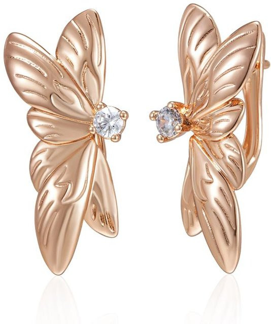 Ohrringe Blume, Kupfer, Gold, Zirkonia, Damen, Vintage - Bild 1
