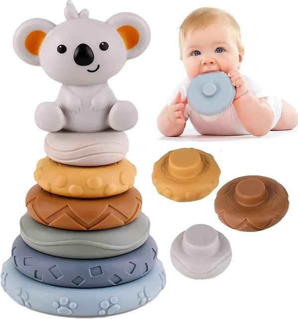 Kidsly Koala Stapelturm Lernspielzeug, ab 0 Jahre, grau - Bild 1