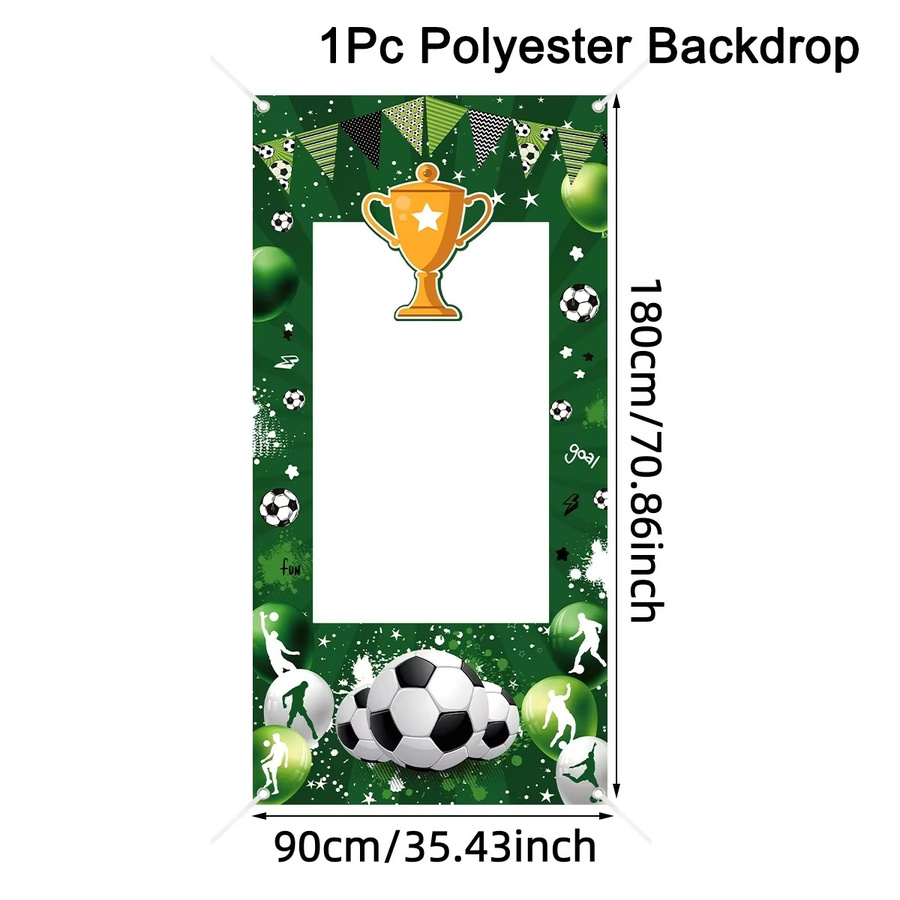 AFYPRTY Fotobox-Rahmen-Hintergrund mit Fußball-Thema und Trophäenmuster aus Polyestergewebe, B/H: 60 x 60 cm - Bild 5