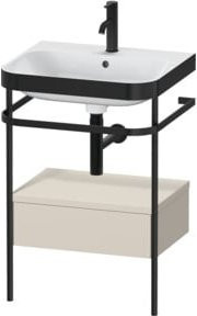 Duravit Möbelwaschtisch-Kombi Happy D.2 Plus in Weiß mit Keramikwaschbecken und 1 Handtuchhalter, B/T: 57,5 x 49 cm - Bild 1