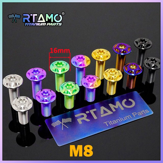 RTAMO Titanlegierung Schrauben Gold M8 x 20 mm und M8 x 25 mm CNC Befestigungselemente für Motorrad Fahrrad und Autoteile - Bild 1