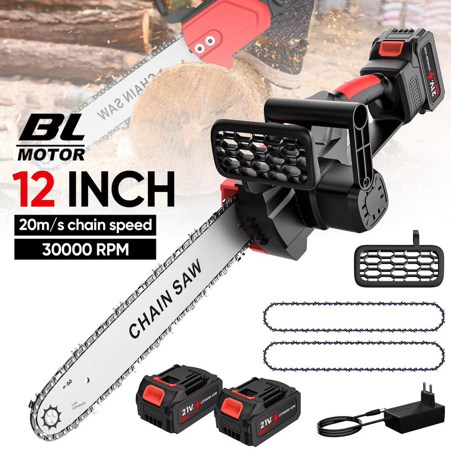 Bürstenlose elektrische Kettensäge 12 Zoll mit 20000 U/min, wiederaufladbare Handsäge kompatibel mit Makita 21V LXT Akkus - Bild 2