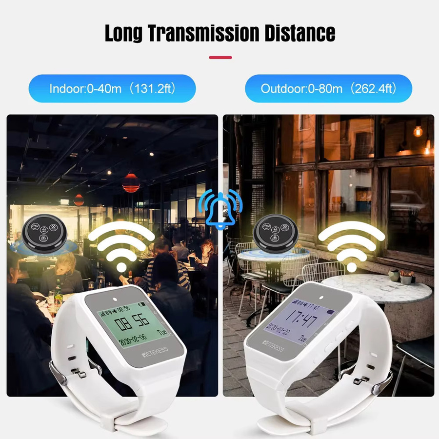Retekess Wireless Calling System mit TD108 Uhr und TD032 Sender Taste für Restaurant Cafe Bar und Club - Bild 2