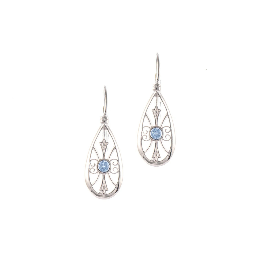 Ohrringe Bouton 925 Silber, Zirkonia hellblau, Damen - Bild 1