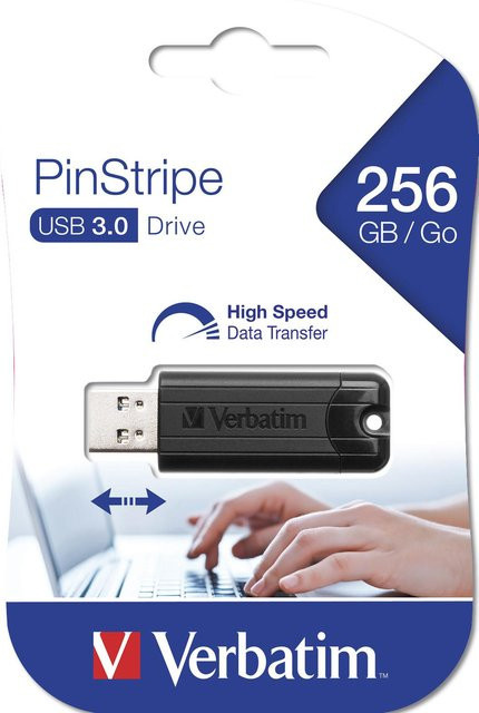 Verbatim PinStripe USB 3.0 Flashlaufwerk 256GB schwarz - Bild 1