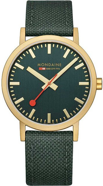 Mondaine Armbanduhr, Quarz, Edelstahl, Grün, 40 mm, Unisex - Bild 1