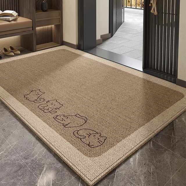 VIKAMA Teppich für Eingangsbereich, Badezimmer und Schlafzimmer mit Tiermotiv in Beige, rechteckig, Breite: 60 cm, Tiefe: 40 cm - Bild 1