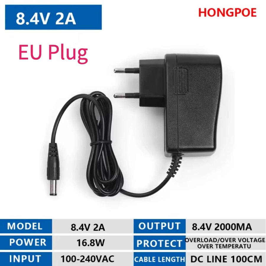 HONGPOE Lithium-Akku-Ladegerät Netzteil für 18650 Akkus, Schwarz, Steckergröße 5,5mm x 2,1mm - Bild 2