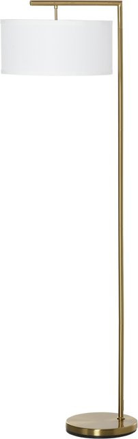 HOMCOM Stehlampe aus Metall und Leinen in Gold und Weiß für Wohnzimmer, Schlafzimmer oder Büro, E27 Sockel, B/T/H: 47 x 37 x 153 cm - Bild 1