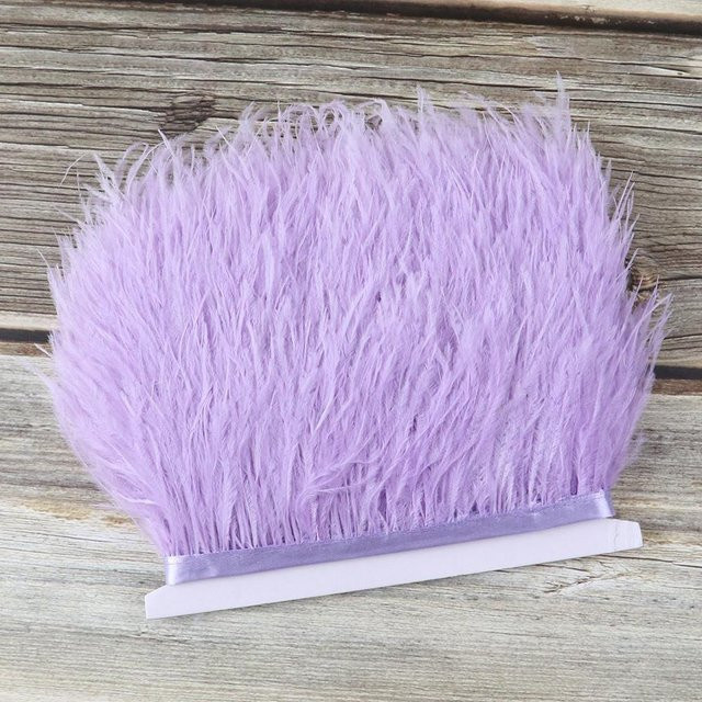 10 Meter Flauschiges Straußenfeder-Besatzband in Lichtlila für Dekoration und Handwerk, Breite: 8-10 cm - Bild 1