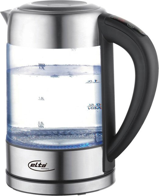 Elta Glas-Wasserkocher GWK-2200.4T in Schwarz und Edelstahl mit 1,7 l Fassungsvermögen, B/H/T: 25 x 23 x 15 cm - Bild 1