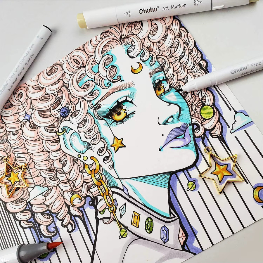 Ohuhu Micro Pen Fineliner Zeichenstifte im 8er-Pack, wasserfeste Kunstfarbige Stifte in Mehrfarbig für Manga, Skizzen und zum Schreiben - Bild 2