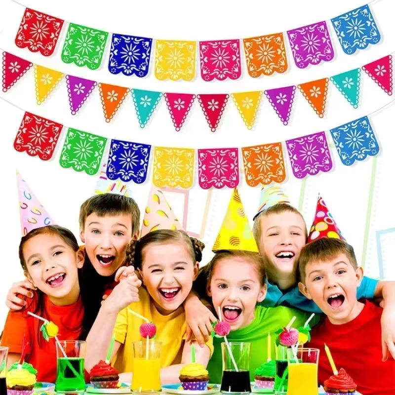 Mexikanisches Fiesta Party Banner mit Blumenmuster für Cinco De Mayo Dekorationen, mehrfarbig, aus Papier - Bild 5