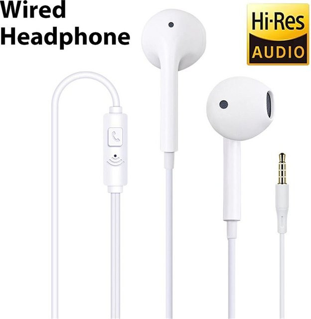 Mrgabwte In-Ear-Kopfhörer mit Mikrofon, kabelgebundene HIFI-Monitor-Sportkopfhörer mit starkem Bass für PC, Blau/Weiß - Bild 1