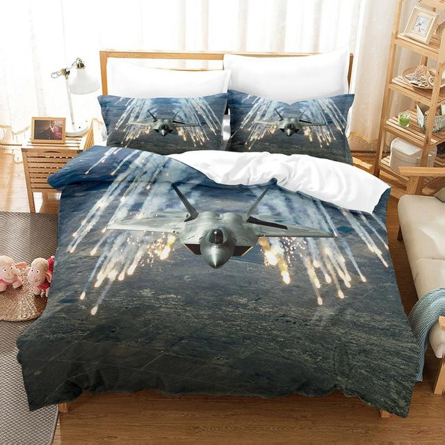 Bettwäscheset Kampfflugzeug aus Super Mikrofaser für Kinder, 3-teiliges Bettbezug Set mit Flugzeug-Druck, B/H: 135 x 200 cm, Creative Homewares - Bild 1