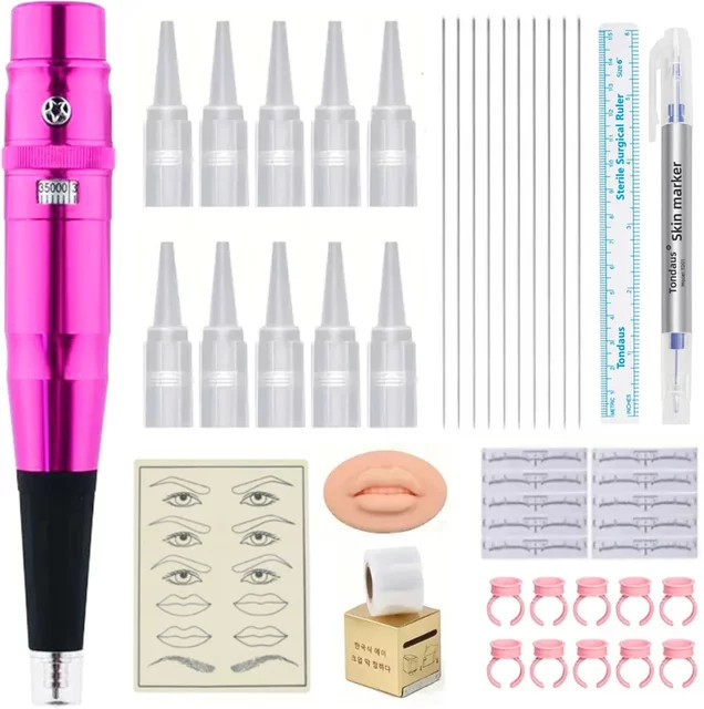 JUN.M Tattoo-Set für Augenbrauen und Lippen, Maschinenset mit 10 1R-Nadeln - Bild 1