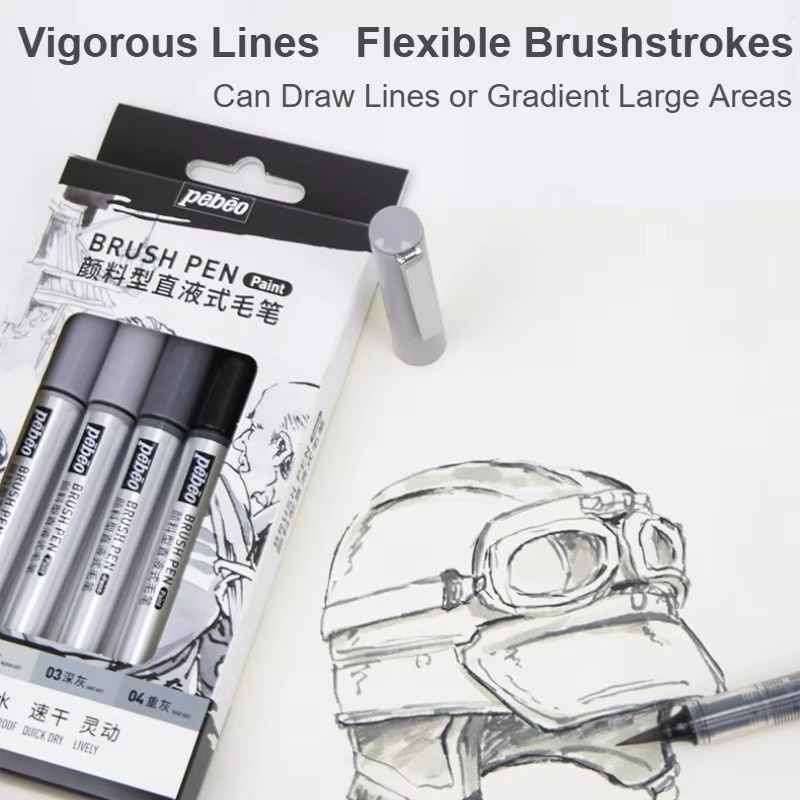 PEBEO Grey Style Liquid Direct Brush Flow Brush Pen Acryl-Tintenmarkierung in Hellgrau für Kalligraphie und Malerei - Bild 2
