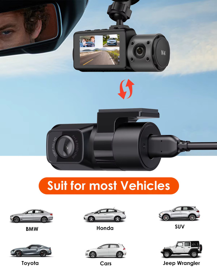 Vantrue Rückfahrkamera in Schwarz für Autos, Pickups, LKWs, SUVs, Minivans und Limousinen - Bild 3