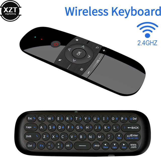 Wechip W1 Air Mouse 2,4 G kabellose Tastatur und IR-Fernbedienung mit 6-Achsen-Bewegungssinn in Schwarz für Smart TV, Android TV Box und PC - Bild 1